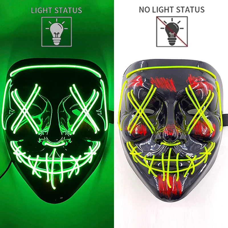 2025 Hot LED Hacker V Vendetta Mask Adults Luminous LED Light Up Mask For Glow Party Costume Accessories Halloween Mask Décor