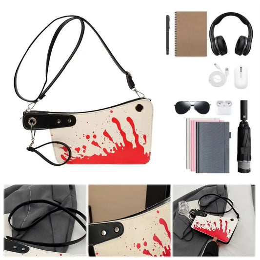 2024 Gothic Shoulder Bag Small Unique Design Crossbody Adjustable Strap PU Leather Purses