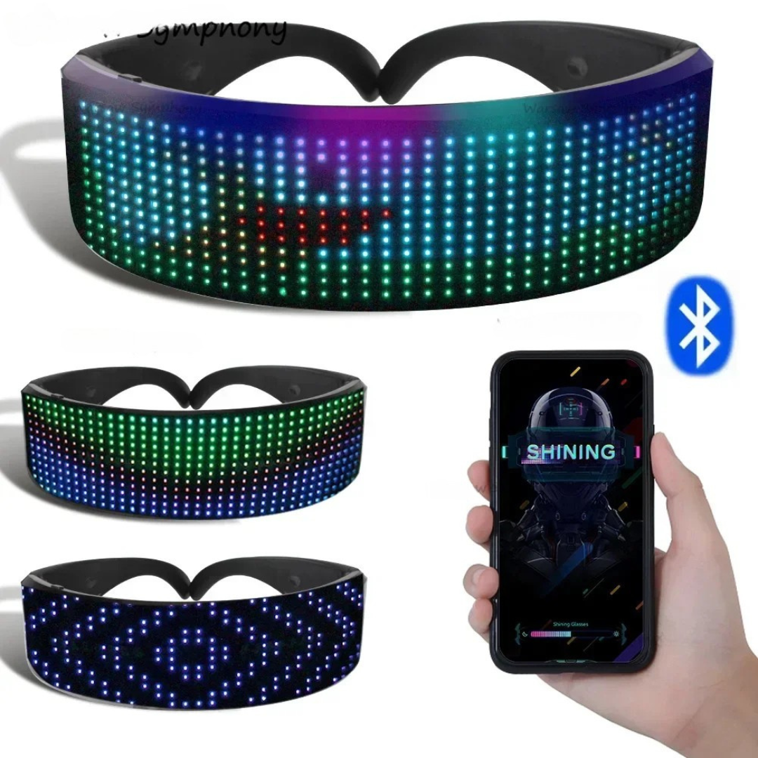 DIY Futuristic LED Glasses – Bluetooth WiFi Luminous Eyewear for Parties & Halloween
