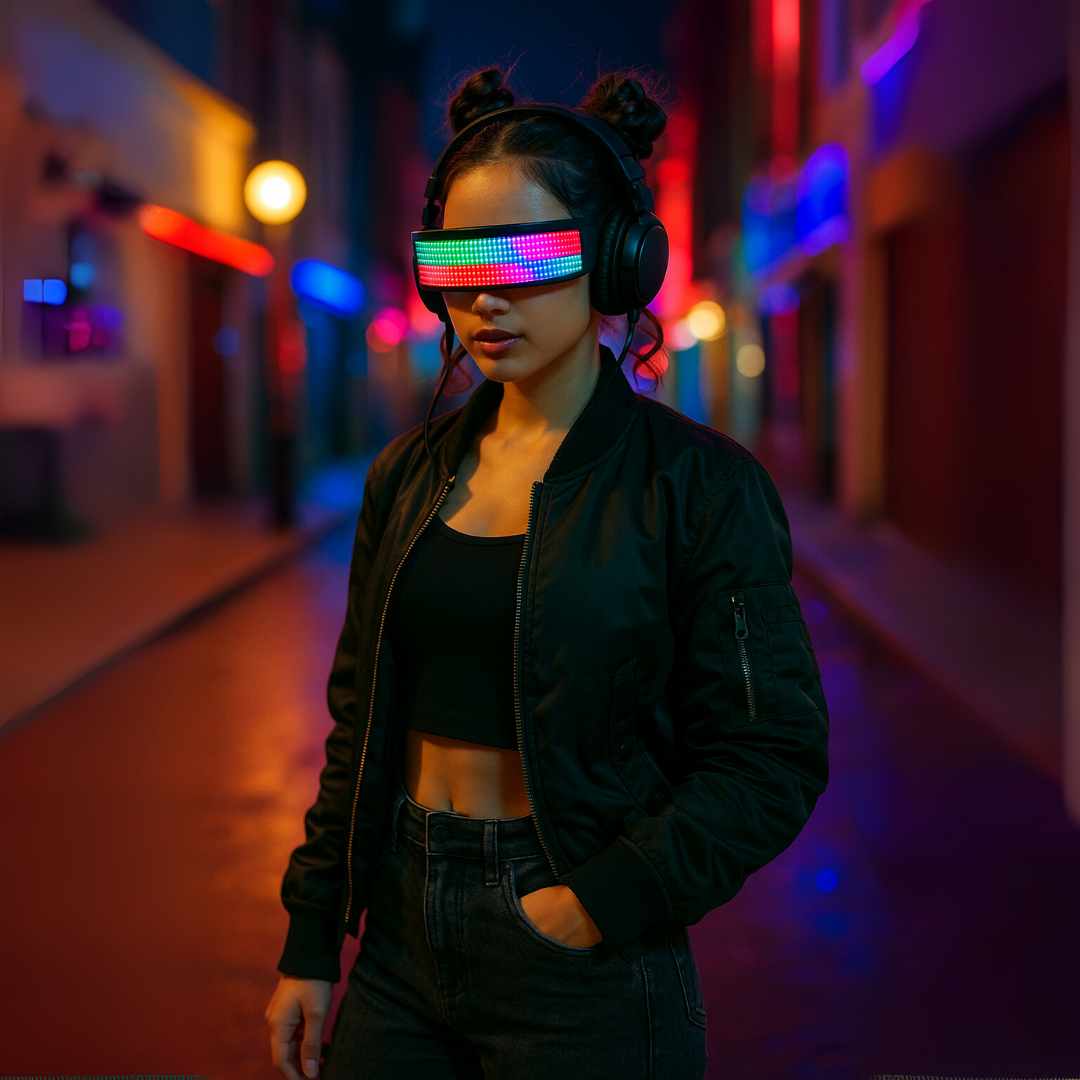 DIY Futuristic LED Glasses – Bluetooth WiFi Luminous Eyewear for Parties & Halloween