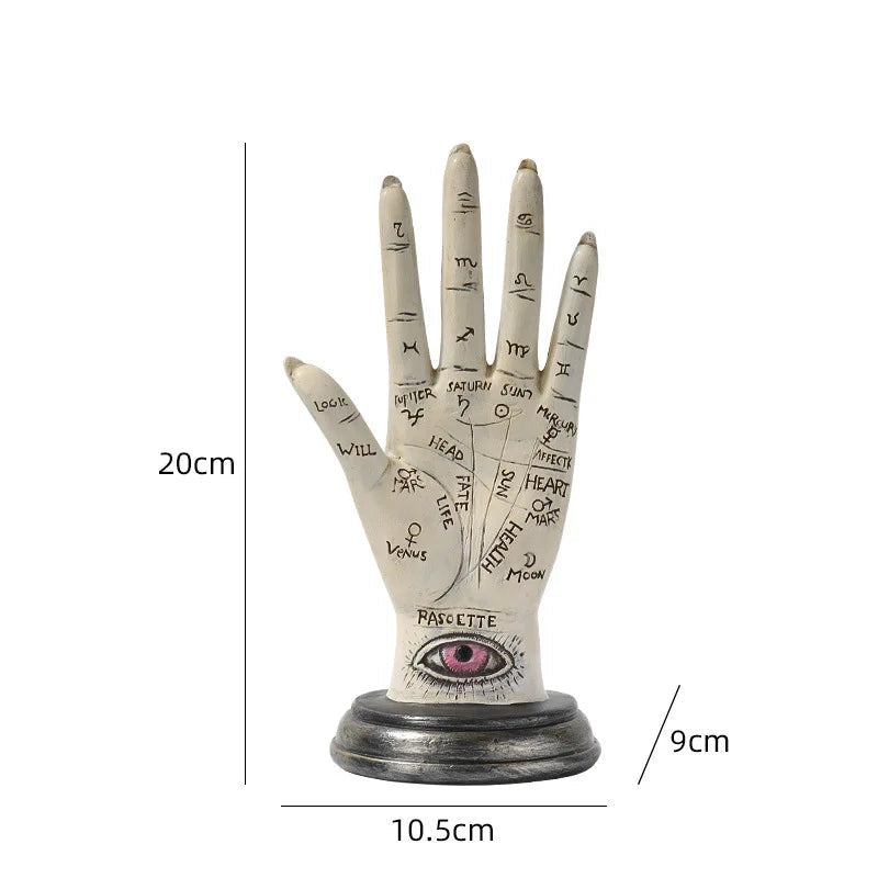 Demonic Palmistry Hand Statue – Gothic Halloween Resin Decoration