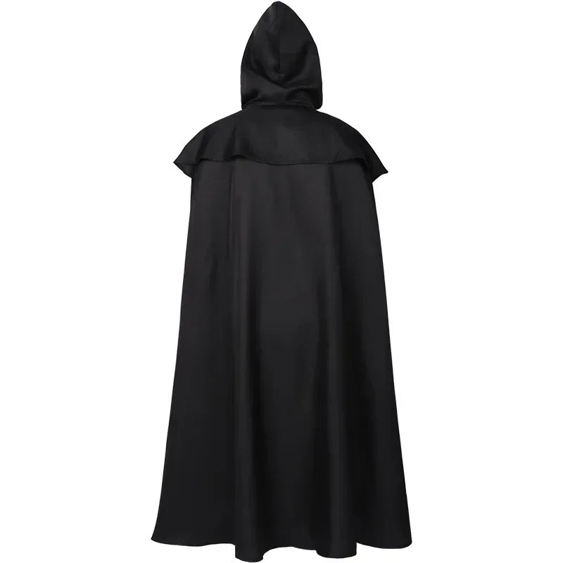 Black hooded cloak on a white background