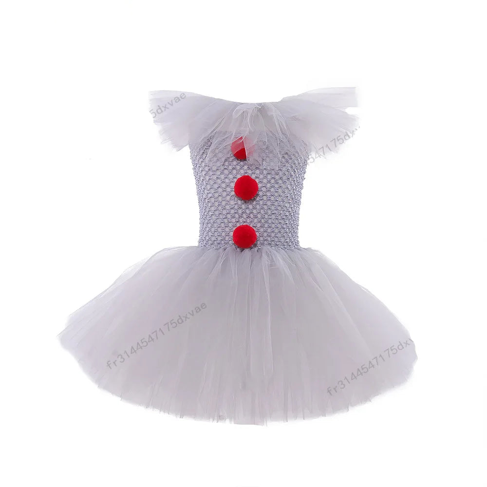 White dress with red buttons on a white background
