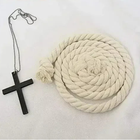 White rope and black cross pendant on a white background with 'Direct Sales Of Life Tools Store' text.