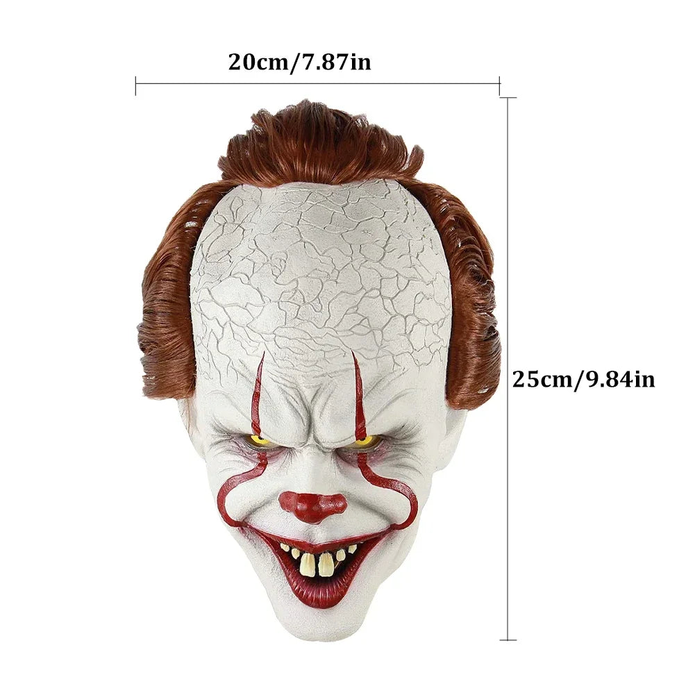 Clown mask with measurements on a white background